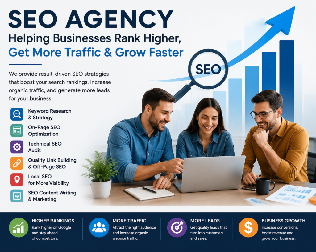 Professional SEO Agency helping businesses improve Google rankings, increase organic traffic, and generate more leads