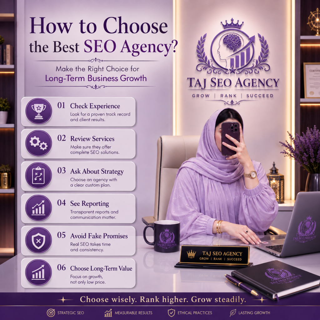 How to choose the best SEO agency with Taj SEO Agency tips for business growth, SEO strategy, rankings, and online success.