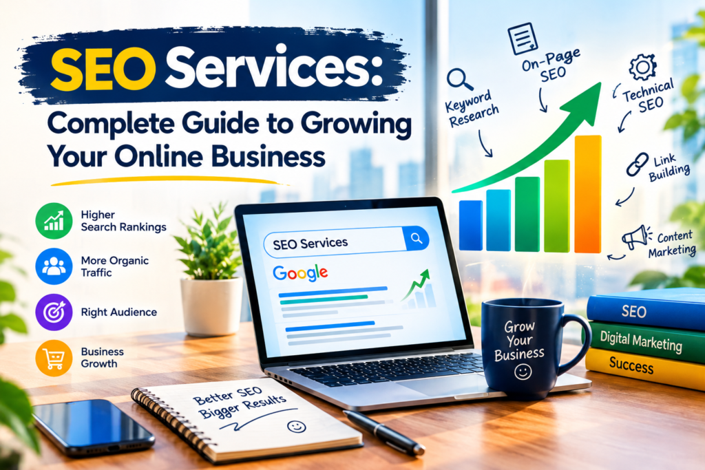 SEO Services: Complete Guide to Growing Your Online Business SEO Services guide for growing your online business with higher rankings and organic traffic