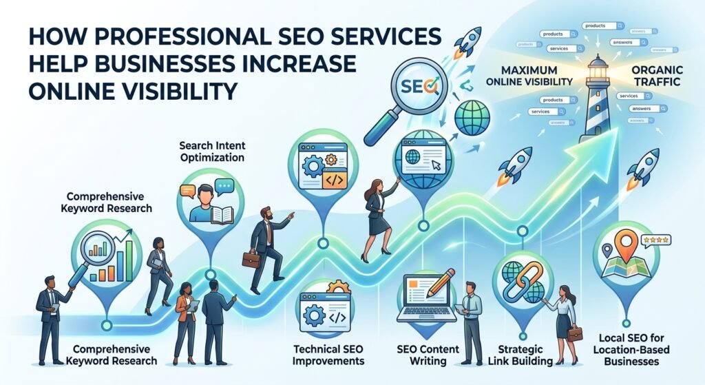 How Professional SEO Services Increase Online Visibility Infographic