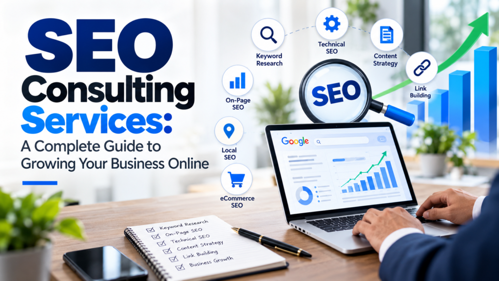 SEO Consulting Services: A Complete Guide to Growing Your Business Online SEO consulting services for business growth with keyword research, technical SEO, content strategy, link building, local SEO, and analytics.